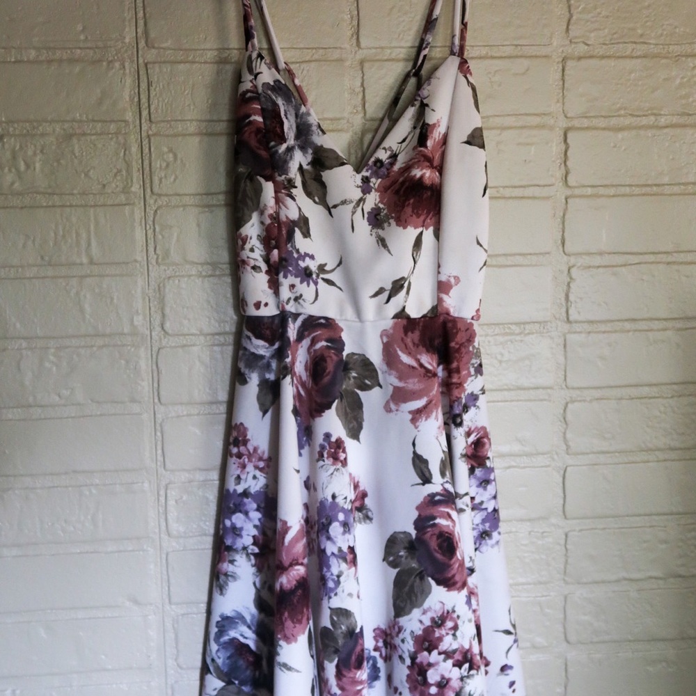 V Neck Fit & Flare Dress With Criss Cross Back